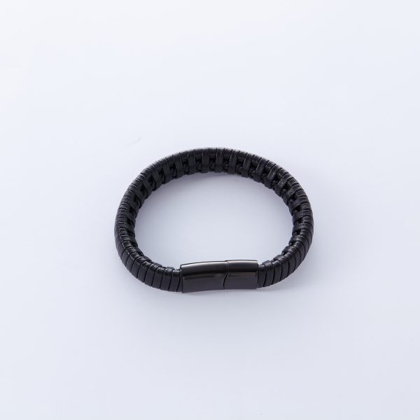 Classic Black Faux Leather Black Stainless Steel Clasp