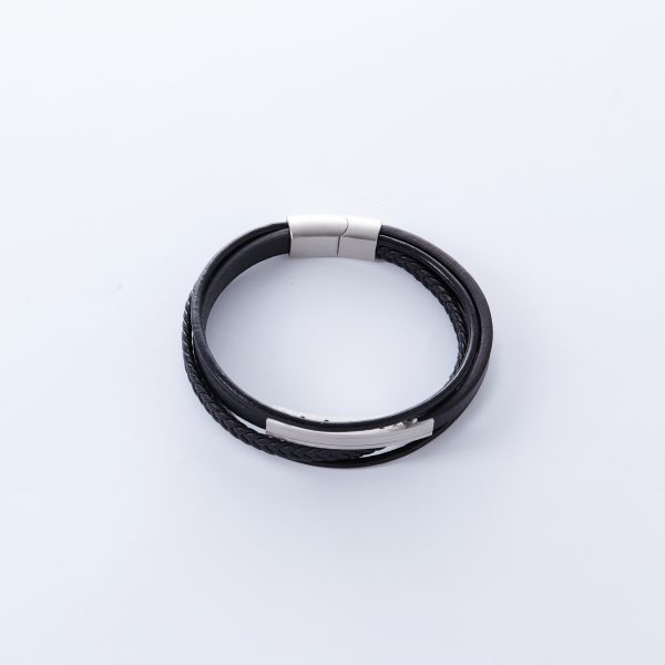 3 in 1 ID bracelet with braided Faux Leather and Stainless Steel Clasp