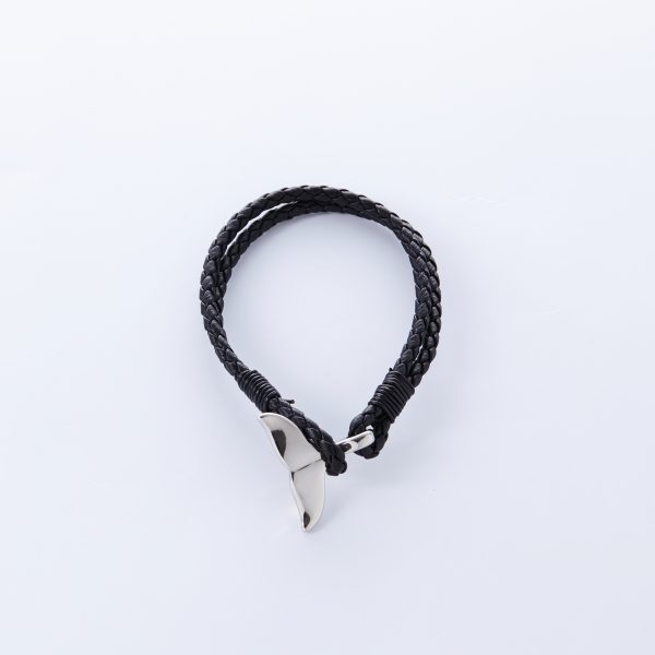 Whale Tail Stainless Steel Clasp and braided Faux Leather